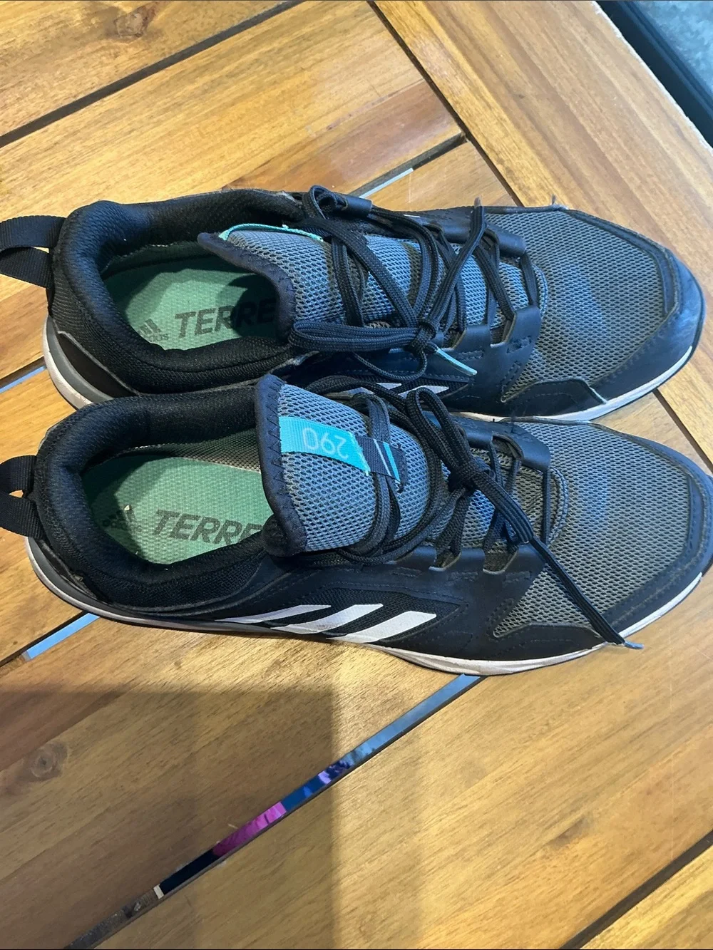 adidas Men's Black, Gray & Teal Trail-Style Sneakers